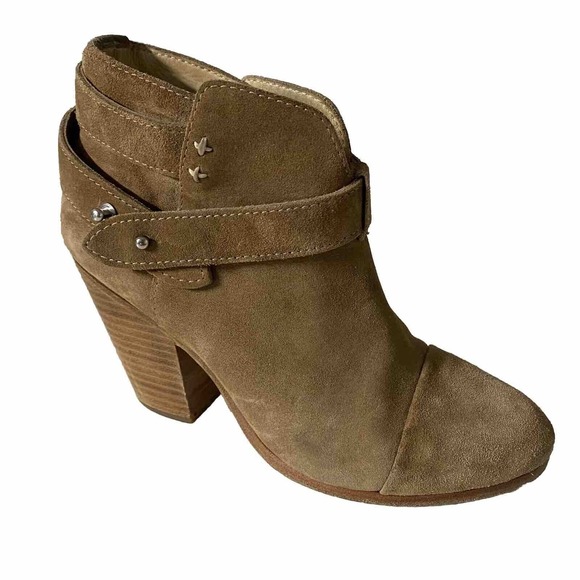 Rag & Bone Harrow Ankle Bootie Boot Block Heel Beige Tan Suede Round Toe… - Picture 1 of 10
